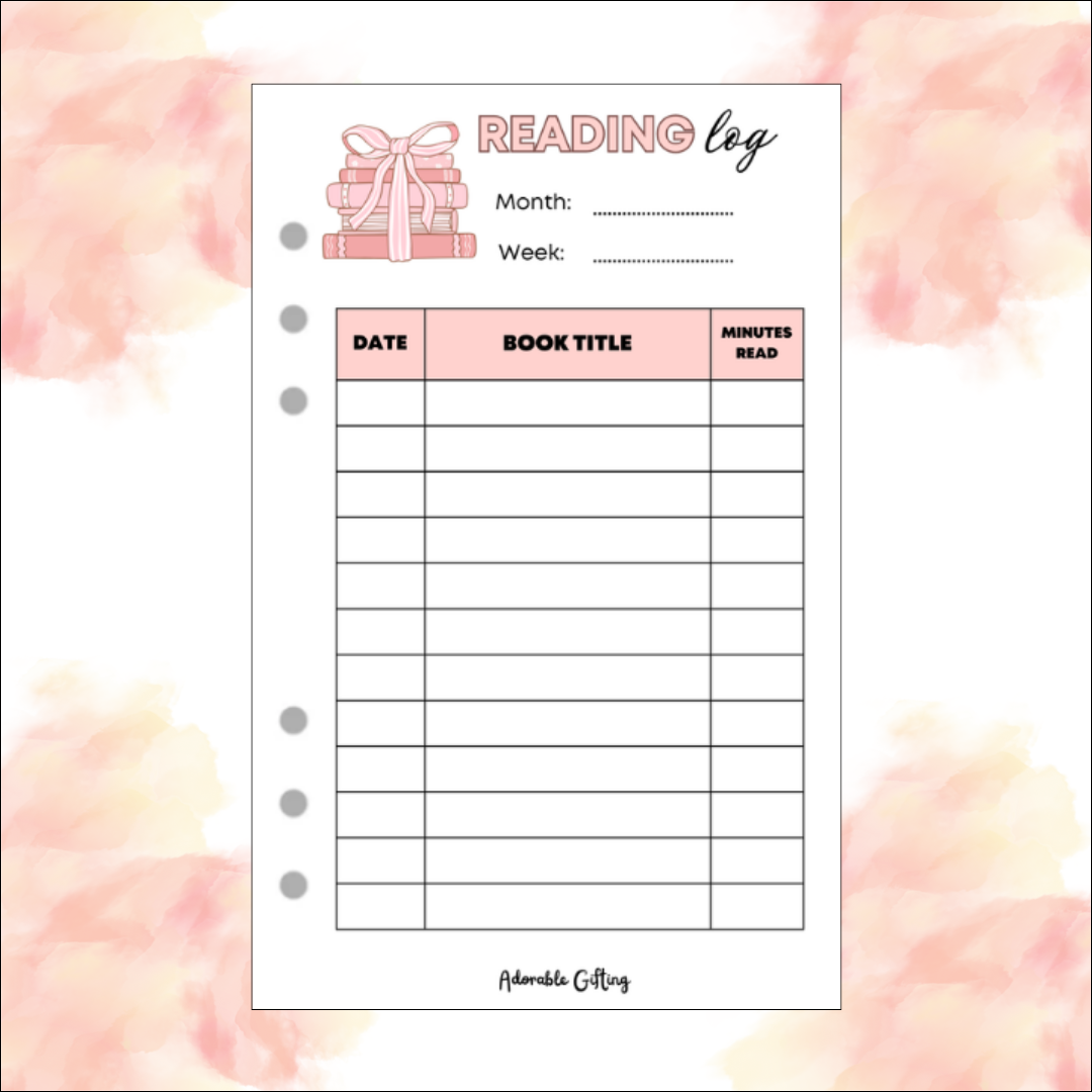 Journal Reading Log - Pink