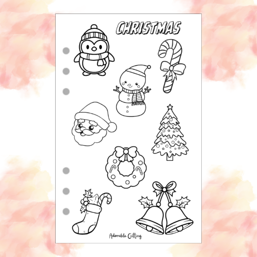 Journal Coloring Page - Christmas Theme