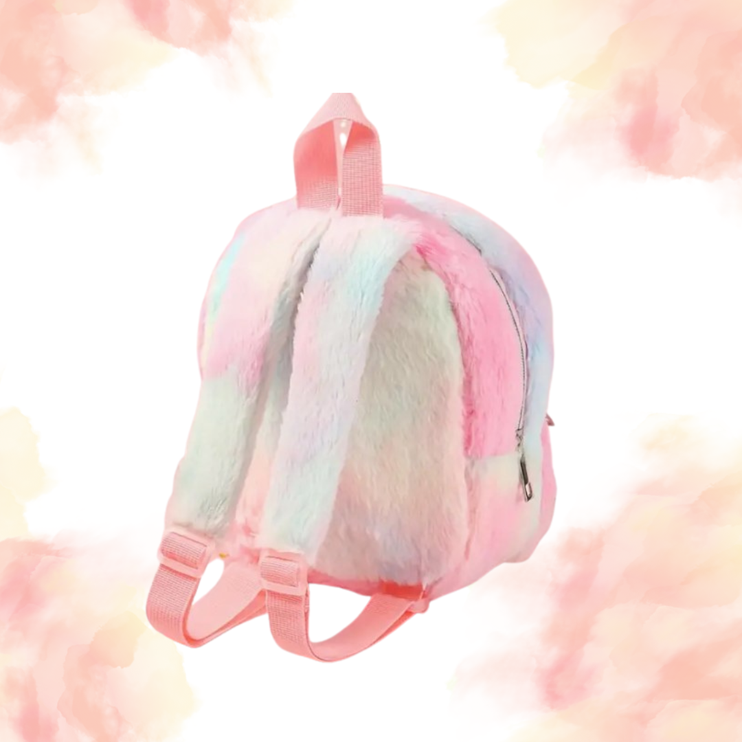 Unicorn Themed Plush Backpack - Rainbow Color