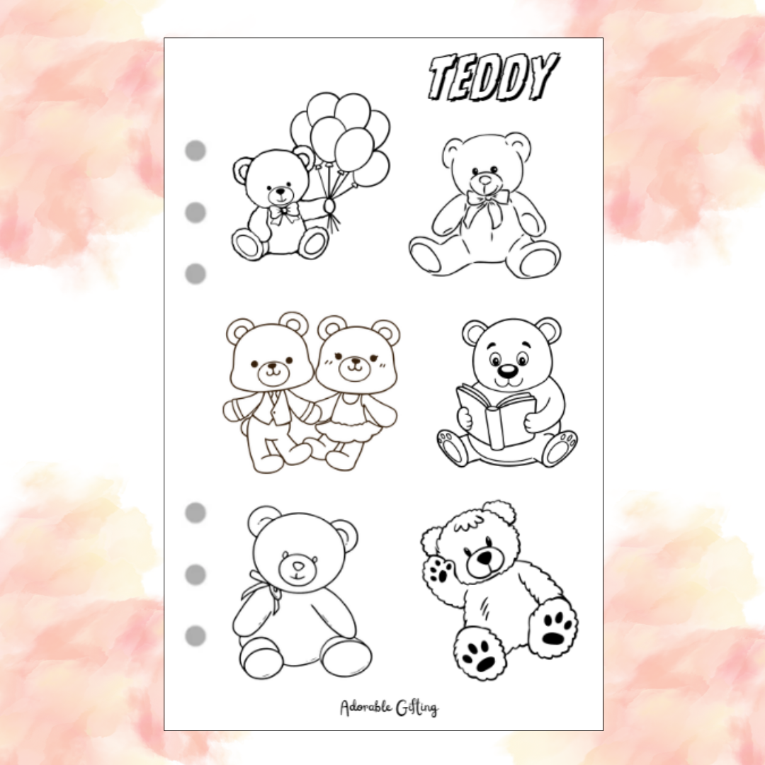 Journal Coloring Page - Teddy