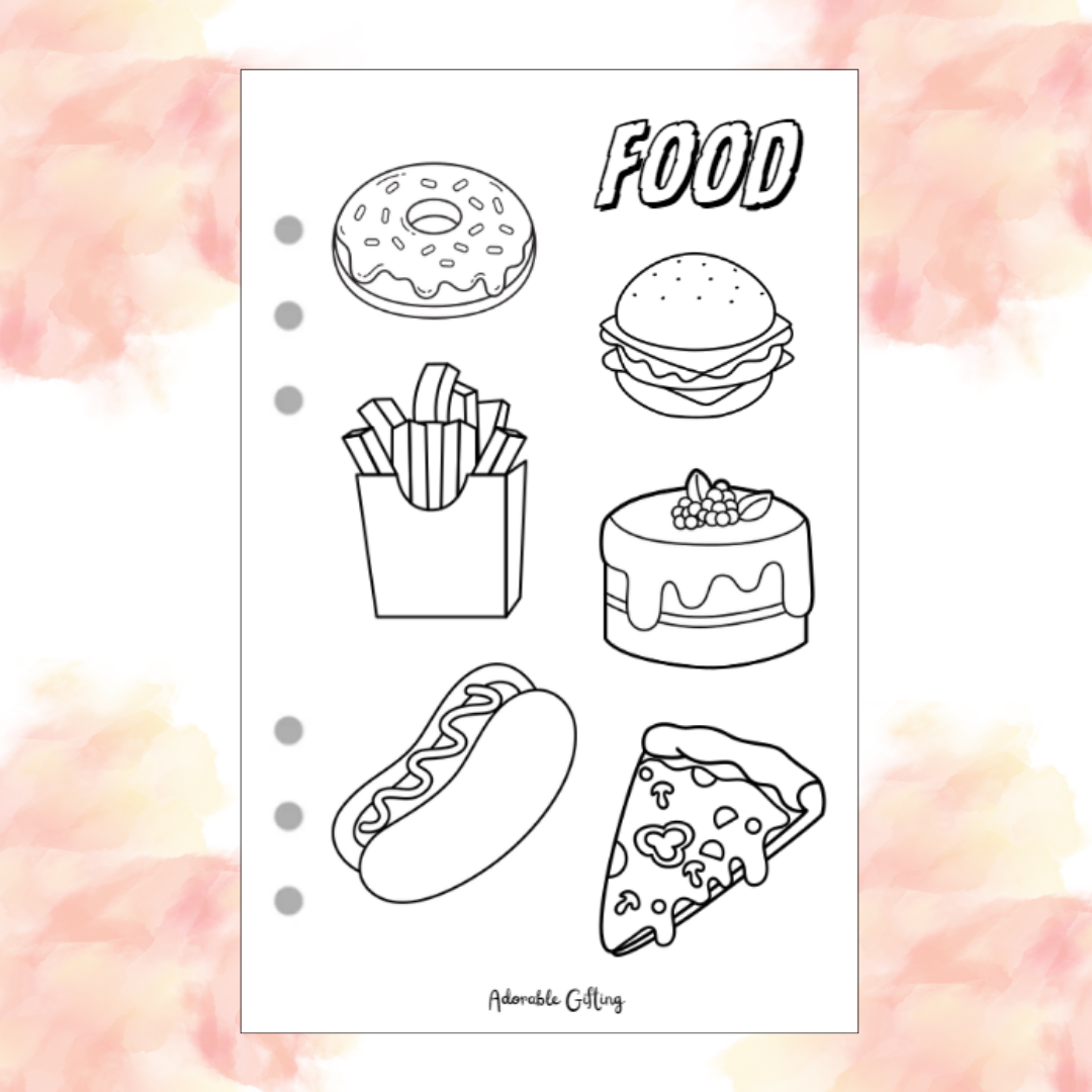 Journal Coloring Page - Food