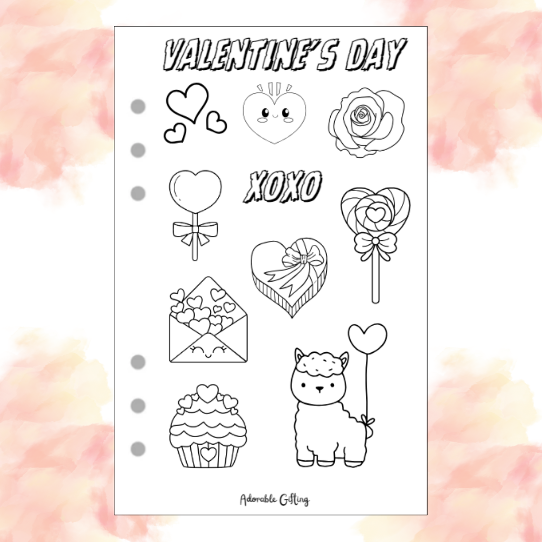 Journal Coloring Page - Valentine's Day